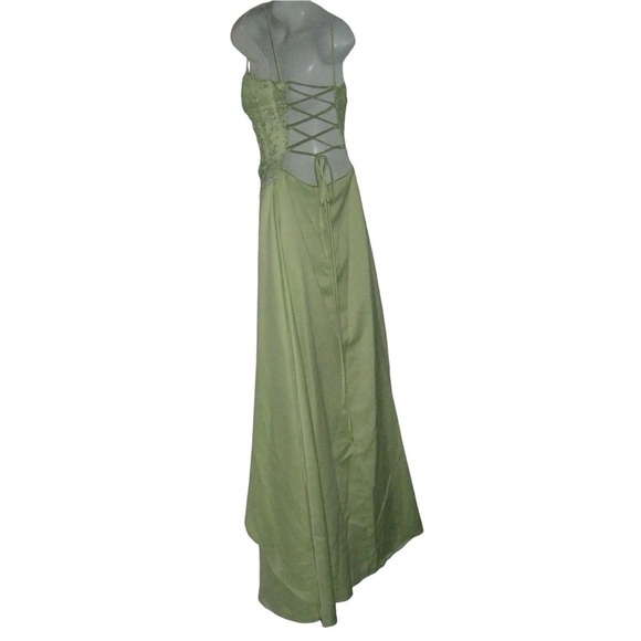 Masquerade Dress Vintage y2k Lime Green Fairy Mesh Glitter Gown Princess Pixie - Picture 6 of 16